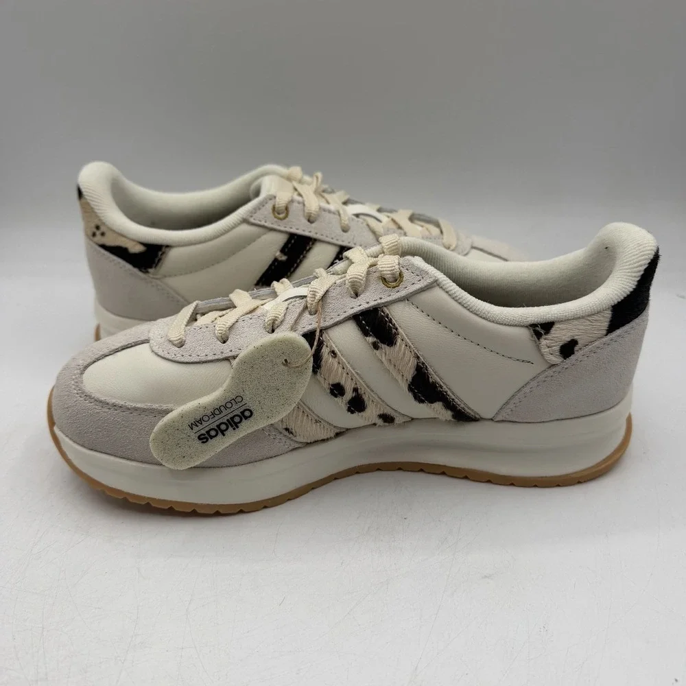 Adidas Run 70s 2.0 Running Shoes Womens Sz 7 Cream/Leopard Sneakers‎ JP6160